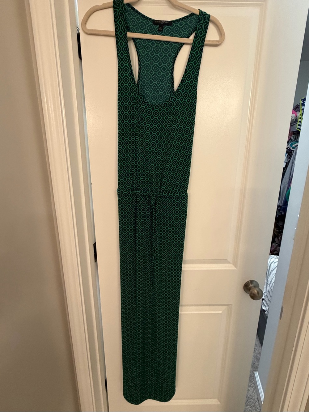 Banana Republic Teal Geo-Print Racerback Maxi Dress